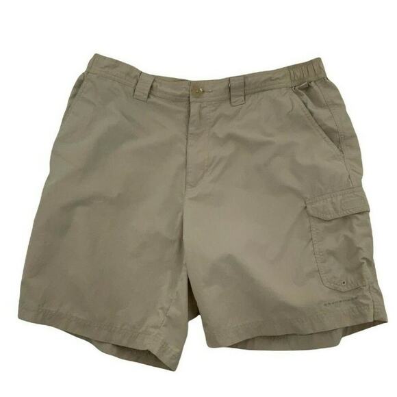 Columbia PFG Shorts Mens Size 36 Elastic Waist Fishing Khaki Outdoor Trail Cargo - Picture 1 of 8